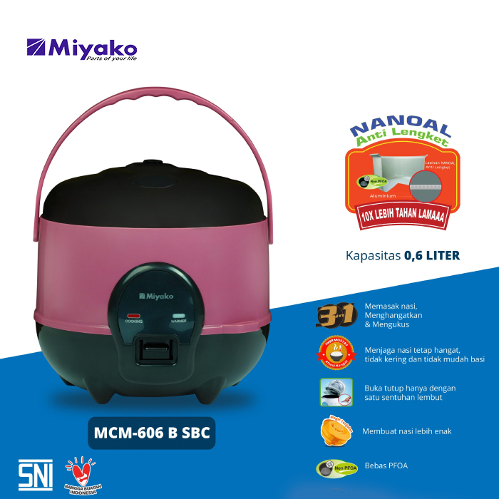 Miyako Rice Cooker Magic Warmer Plus 0.6 Liter - MCM606B SBC | MCM-606 B SBC